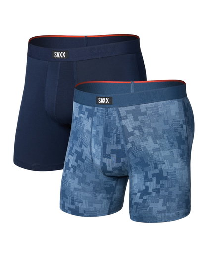 SAXX Boxershorts Vibe Xtra Soft Comfort Boxer Brief Fly dunkelblau/blau Herren - 2 Stück